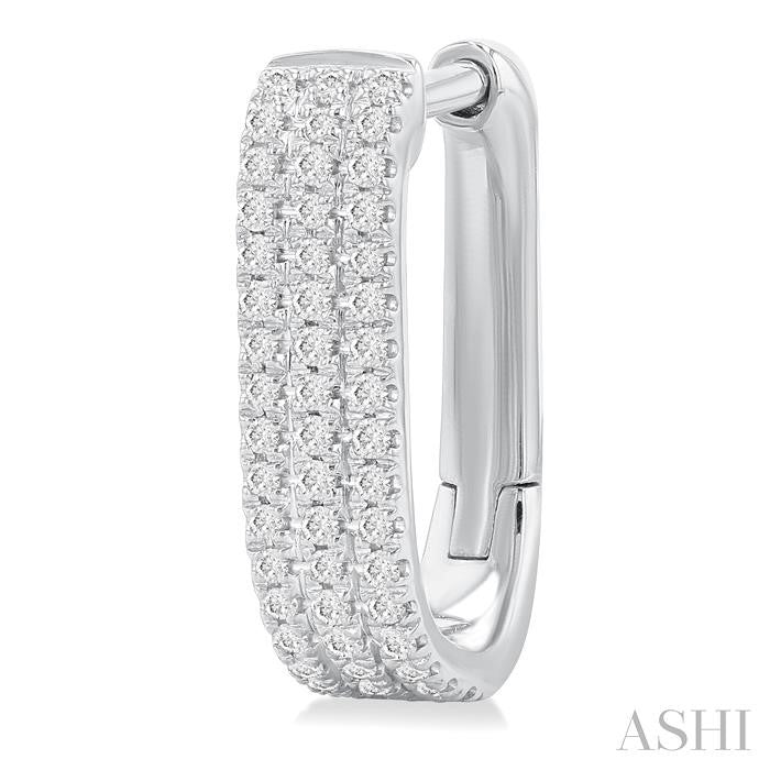 1/3 Ctw Triple Row Round Cut Diamond Hoop Earring in 10K White Gold