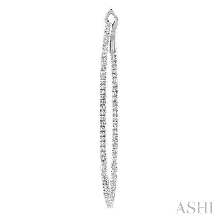 3/4 Ctw Inside & Outside Round Cut Diamond Hoop Earring in 14K White Gold