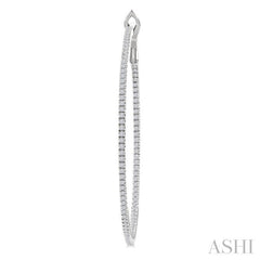 3/4 Ctw Inside & Outside Round Cut Diamond Hoop Earring in 14K White Gold
