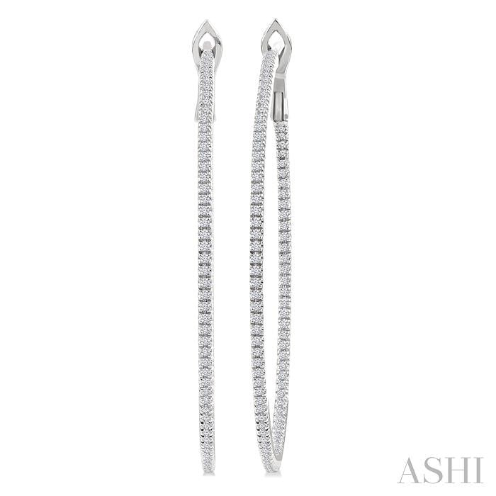 3/4 Ctw Inside & Outside Round Cut Diamond Hoop Earring in 14K White Gold