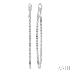3/4 Ctw Inside & Outside Round Cut Diamond Hoop Earring in 14K White Gold