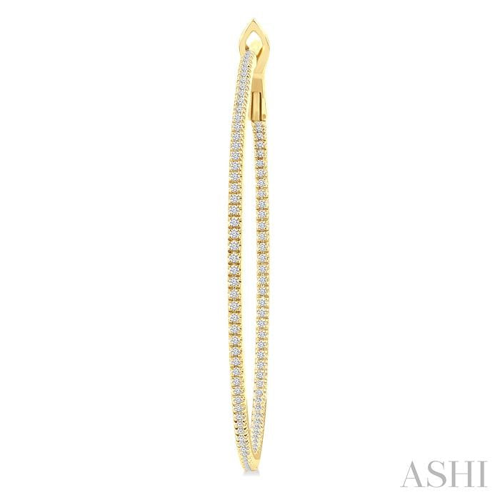 3/4 Ctw Inside & Outside Round Cut Diamond Hoop Earring in 14K Yellow Gold