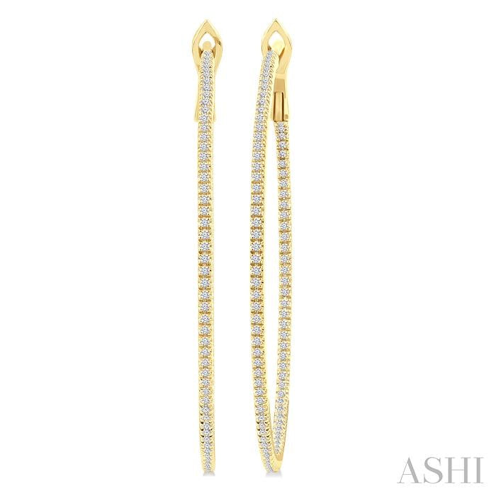 3/4 Ctw Inside & Outside Round Cut Diamond Hoop Earring in 14K Yellow Gold