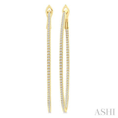 3/4 Ctw Inside & Outside Round Cut Diamond Hoop Earring in 14K Yellow Gold