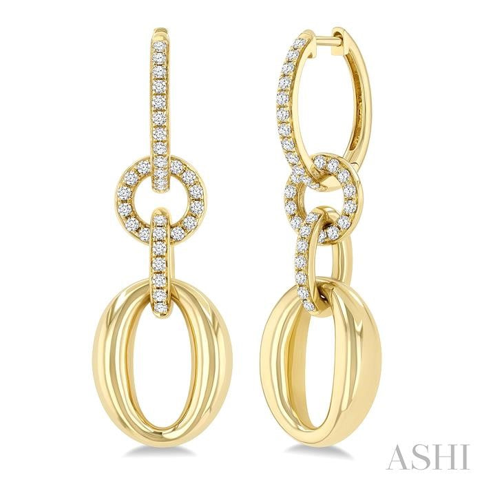 1/2 Ctw Interlocked Ovals and Circles Round Cut Diamond Fashion Earrings in 14K Yellow Gold