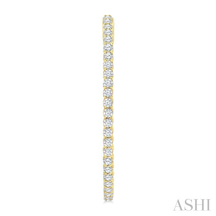 3 Ctw Inside & Outside Round Cut Diamond Hoop Earrings in 14K Yellow Gold