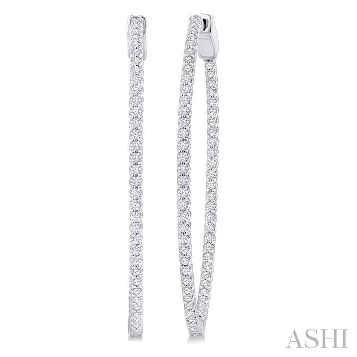 1 Ctw Inside & Outside Round Cut Diamond Hoop Earrings in 14K White Gold