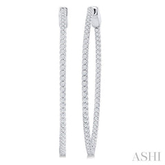 1 Ctw Inside & Outside Round Cut Diamond Hoop Earrings in 14K White Gold
