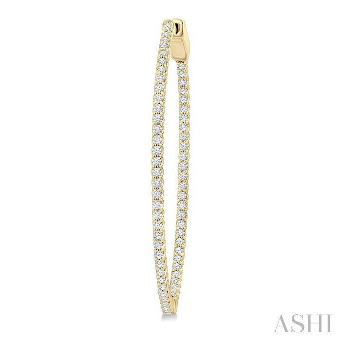 1 Ctw Inside & Outside Round Cut Diamond Hoop Earrings in 14K Yellow Gold