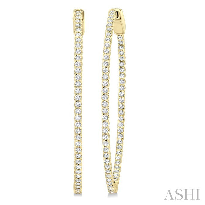 1 Ctw Inside & Outside Round Cut Diamond Hoop Earrings in 14K Yellow Gold