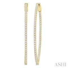 1 Ctw Inside & Outside Round Cut Diamond Hoop Earrings in 14K Yellow Gold