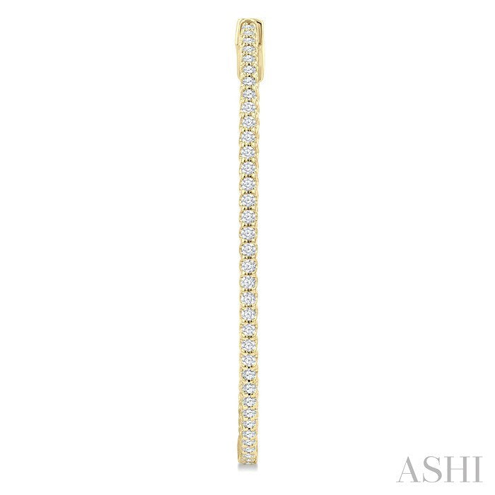 1 Ctw Inside & Outside Round Cut Diamond Hoop Earrings in 14K Yellow Gold