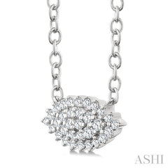 1/6 Ctw Petite East-West Set Marquise Shape Round Cut Diamond Cluster Fashion Pendant With Chain in 10K White Gold