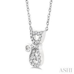 1/10 Ctw Cat Shape Petite Round Cut Diamond Fashion Pendant With Chain in 10K White Gold