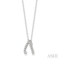 1/8 Ctw Wishbone Round Cut Diamond Petite Fashion Pendant With Chain in 10K White Gold
