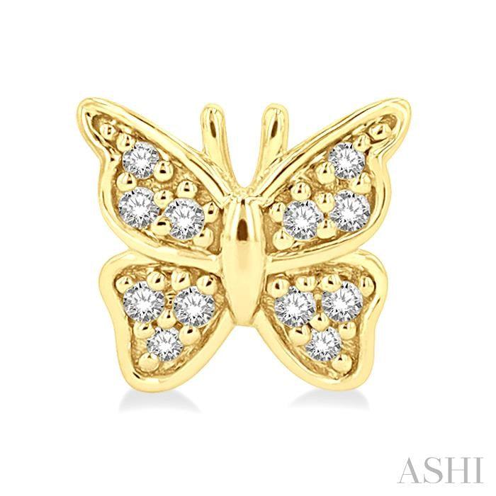 1/10 Ctw Petite Butterfly Round Cut Diamond Fashion Stud Earring in 10K Yellow Gold