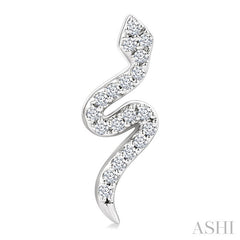 1/8 Ctw Petite Snake Round Cut Diamond Fashion Stud Earring in 10K White Gold