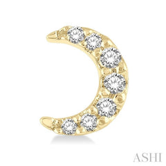 1/10 Ctw Crescent Moon Round Cut Diamond Petite Fashion Earring in 10K Yellow Gold