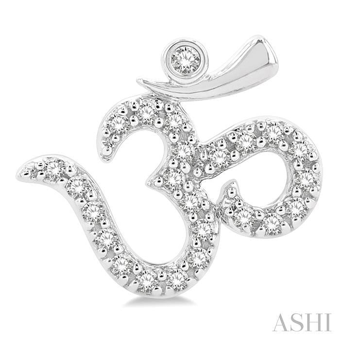 1/6 Ctw Religious 'OM' Symbol Round Cut Diamond Petite Fashion Stud Earring in 10K White Gold