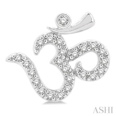 1/6 Ctw Religious 'OM' Symbol Round Cut Diamond Petite Fashion Stud Earring in 10K White Gold