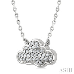 1/10 Ctw Round Cut Diamond Cloud Motif Petite Fashion Pendant With Chain in 10K White Gold