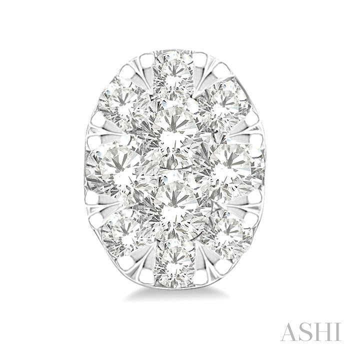 1/6 Ctw Lovebright Petite Oval Shape Round Cut Diamond Fashion Stud Earring in 10K Yellow and White Gold
