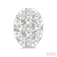 1/6 Ctw Lovebright Petite Oval Shape Round Cut Diamond Fashion Stud Earring in 10K Yellow and White Gold