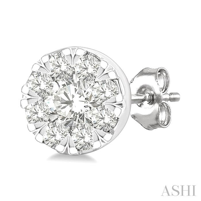 1/6 Ctw Lovebright Petite Round Shape Round Cut Diamond Fashion Stud Earring in 10K Yellow and White Gold