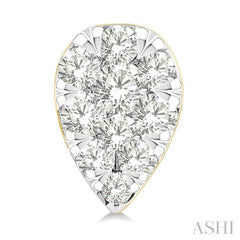1/6 Ctw Lovebright Petite Pear Shape Round Cut Diamond Fashion Stud Earring in 10K Yellow Gold