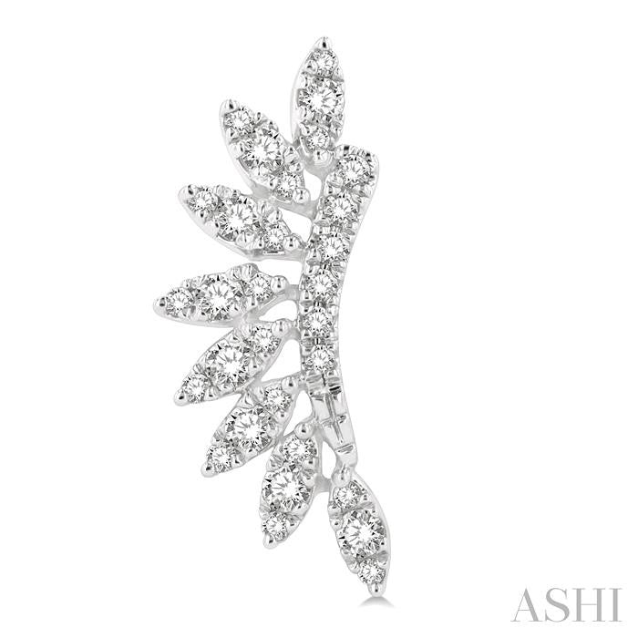 1/3 Ctw Arched Marquise Projection Round Cut Diamond Petite Fashion Earring in 14K White Gold