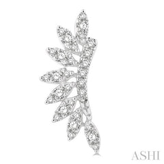 1/3 Ctw Arched Marquise Projection Round Cut Diamond Petite Fashion Earring in 14K White Gold