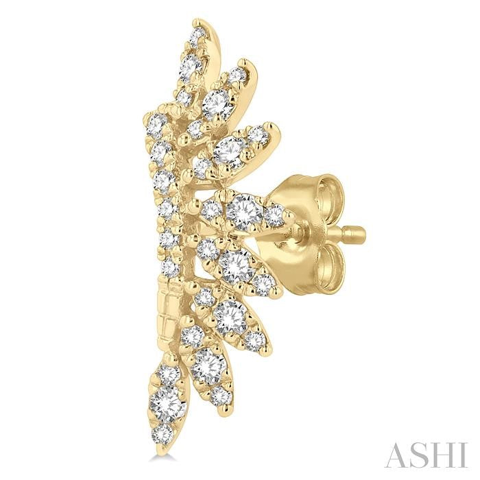 1/3 Ctw Arched Marquise Projection Round Cut Diamond Petite Fashion Earring in 14K Yellow Gold