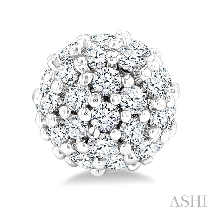 1/5 Ctw Petite Disco Ball Round Cut Diamond Fashion Stud Earring in 10K White Gold