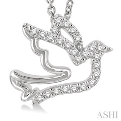 1/10 Ctw Petite Dove Round Cut Diamond Fashion Pendant With Chain in 10K White Gold