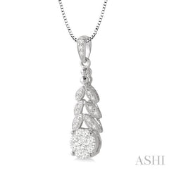 3/8 Ctw Lovebright Round Cut Diamond Pendant in 14K White Gold with Chain