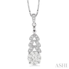 3/8 Ctw Lovebright Round Cut Diamond Pendant in 14K White Gold with Chain