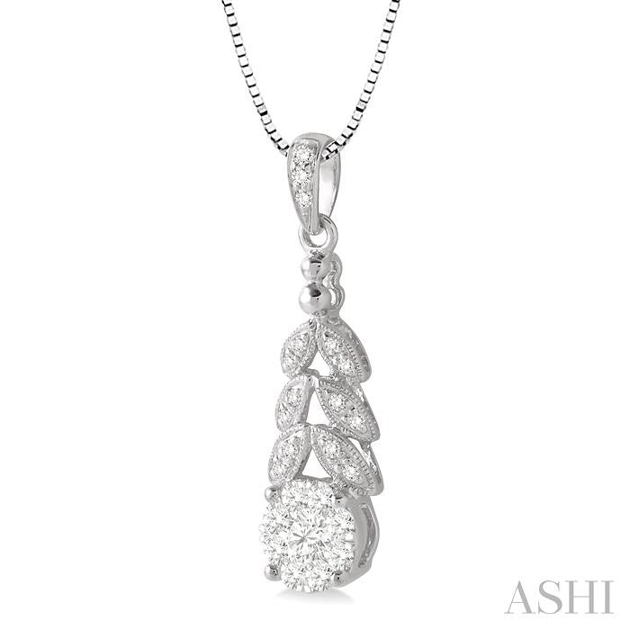 3/8 Ctw Lovebright Round Cut Diamond Pendant in 10K White Gold with Chain