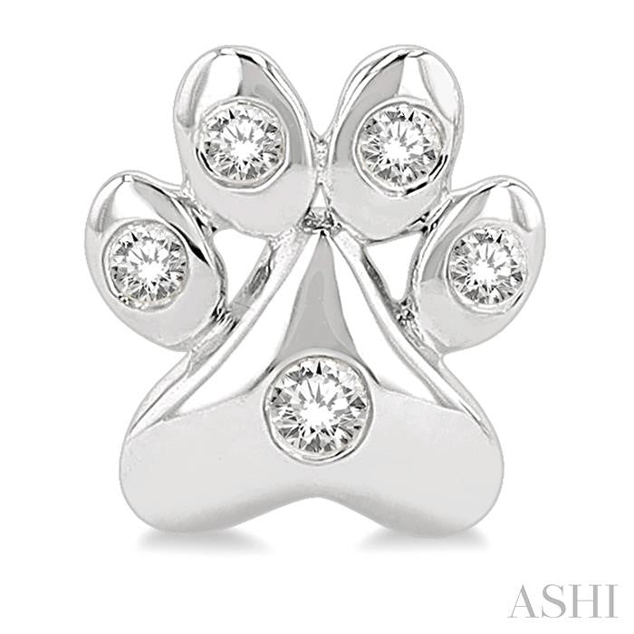 1/10 Ctw Petite Dog Paw Round Cut Diamond Fashion Stud Earring in 10K White Gold