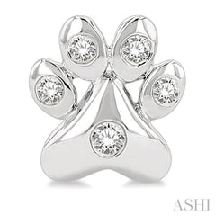 1/10 Ctw Petite Dog Paw Round Cut Diamond Fashion Stud Earring in 10K White Gold