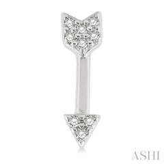 1/20 Ctw Petite Arrow Round Cut Diamond Fashion Stud Earring in 10K White Gold