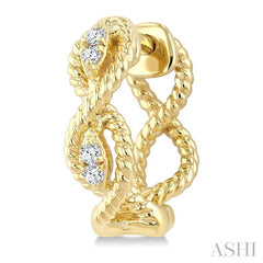 1/20 Ctw Petite Swirl Pattern Round Cut Diamond Fashion Huggie Earrings in 10K Yellow Gold