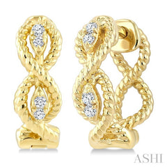 1/20 Ctw Petite Swirl Pattern Round Cut Diamond Fashion Huggie Earrings in 10K Yellow Gold