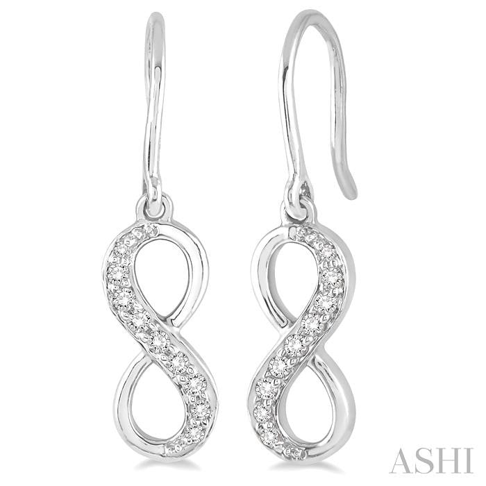 1/6 Ctw Round Cut Diamond Infinity Petite Earrings in 10K White Gold