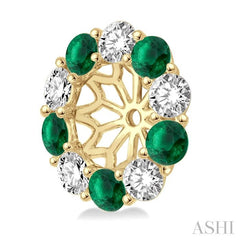 2.65 MM Round Cut Emerald and 3/4 Ctw Round Cut Diamond Precious Earrings Jacket in 14K Yellow Gold