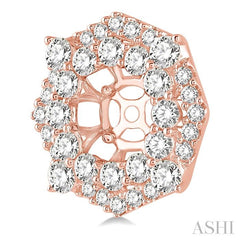 1 3/4 Ctw Octagonal Rim Round Cut Diamond Earrings Jacket in 14K Rose Gold