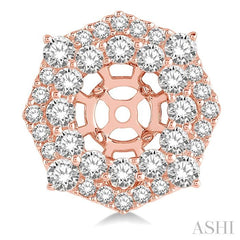 1 3/4 Ctw Octagonal Rim Round Cut Diamond Earrings Jacket in 14K Rose Gold