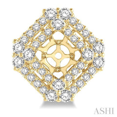 1 5/8 Ctw Cushion Shape Round Cut Diamond Earrings Jacket in 14K Yellow Gold