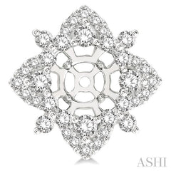 1 1/3 Ctw Floral Round Cut Diamond Earrings Jacket in 14K White Gold