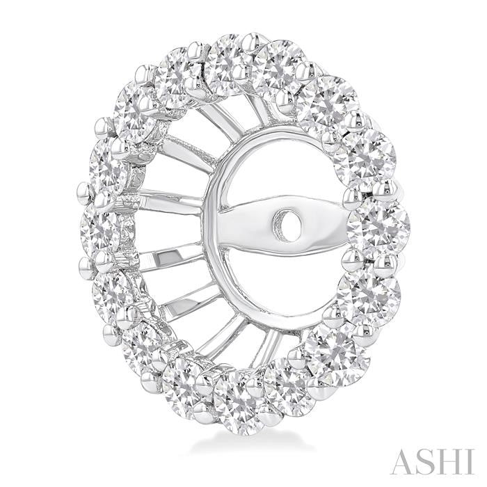 1 1/10 Ctw Round Cut Diamond 6.5MM Round Earrings Jacket in 14K White Gold