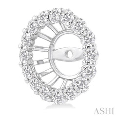 1 1/10 Ctw Round Cut Diamond 6.5MM Round Earrings Jacket in 14K White Gold
